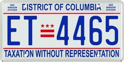DC license plate ET4465