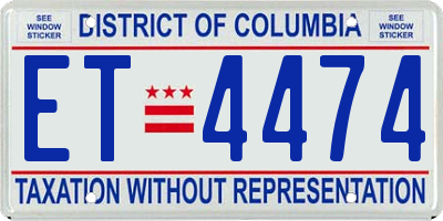 DC license plate ET4474