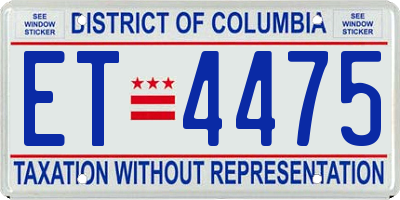 DC license plate ET4475