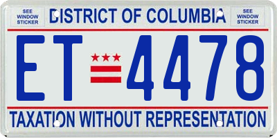 DC license plate ET4478