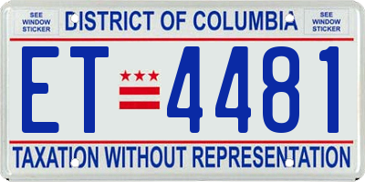 DC license plate ET4481