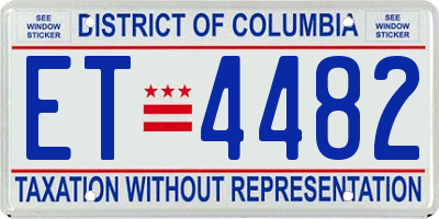 DC license plate ET4482