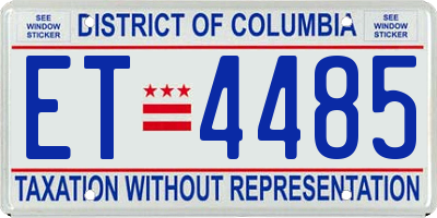 DC license plate ET4485