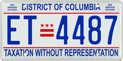 DC license plate ET4487