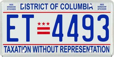 DC license plate ET4493