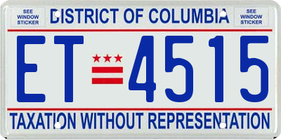 DC license plate ET4515