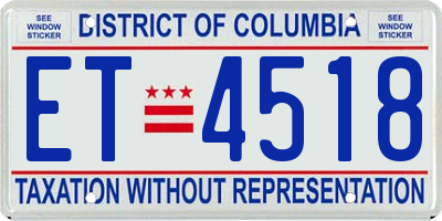 DC license plate ET4518