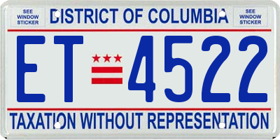 DC license plate ET4522