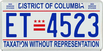 DC license plate ET4523