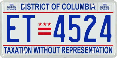 DC license plate ET4524