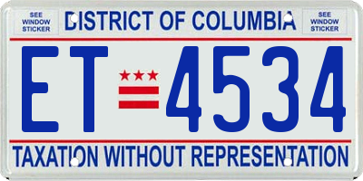 DC license plate ET4534