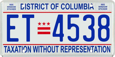 DC license plate ET4538
