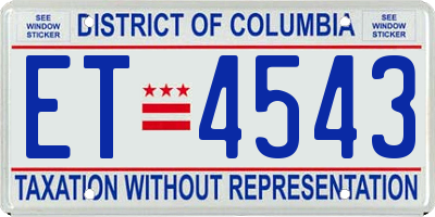 DC license plate ET4543