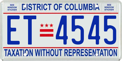 DC license plate ET4545