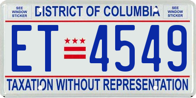 DC license plate ET4549