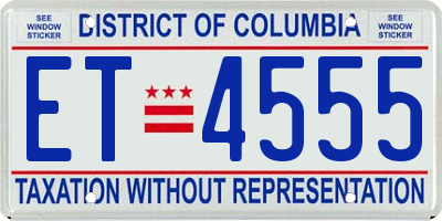 DC license plate ET4555