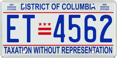 DC license plate ET4562