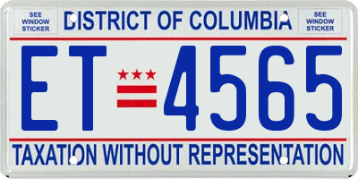 DC license plate ET4565