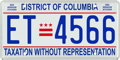 DC license plate ET4566