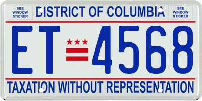 DC license plate ET4568