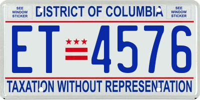 DC license plate ET4576
