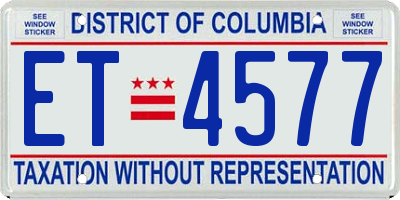 DC license plate ET4577