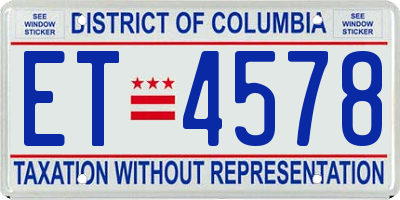 DC license plate ET4578