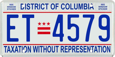 DC license plate ET4579