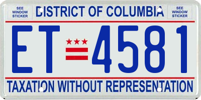 DC license plate ET4581