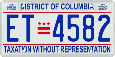 DC license plate ET4582