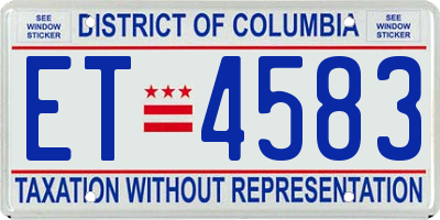 DC license plate ET4583