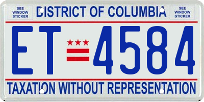 DC license plate ET4584