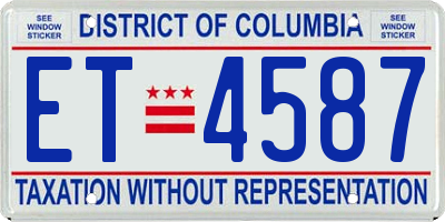 DC license plate ET4587