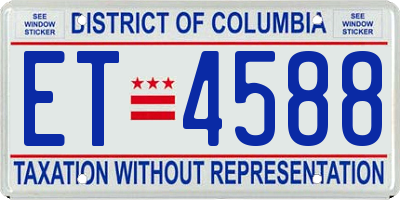 DC license plate ET4588