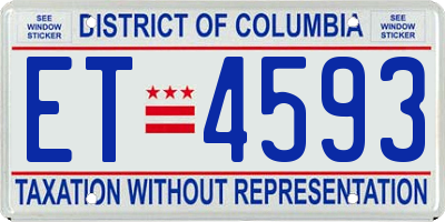 DC license plate ET4593