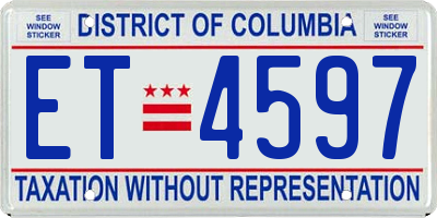 DC license plate ET4597