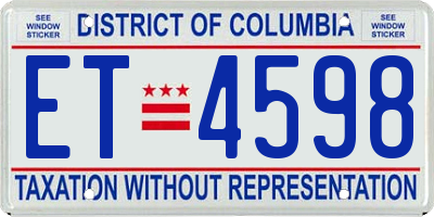 DC license plate ET4598