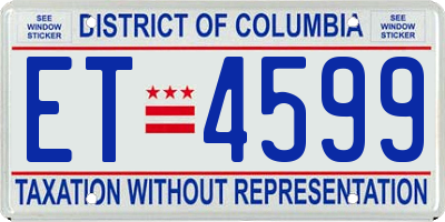 DC license plate ET4599