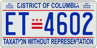 DC license plate ET4602