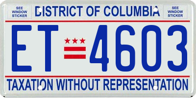 DC license plate ET4603