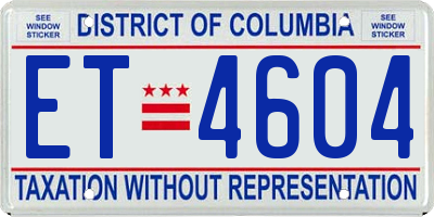 DC license plate ET4604