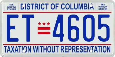 DC license plate ET4605