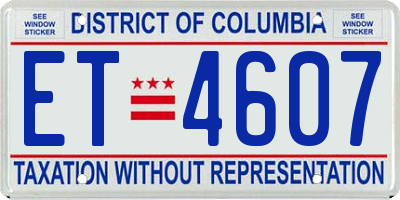 DC license plate ET4607