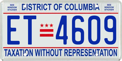 DC license plate ET4609