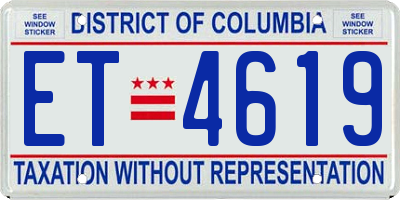 DC license plate ET4619