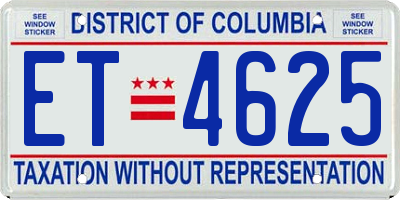 DC license plate ET4625