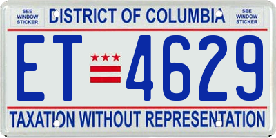 DC license plate ET4629