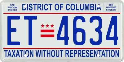 DC license plate ET4634