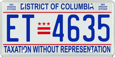 DC license plate ET4635