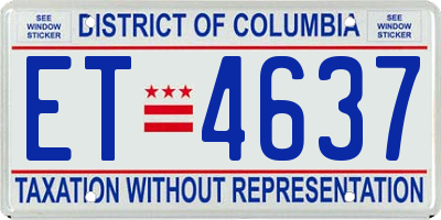 DC license plate ET4637